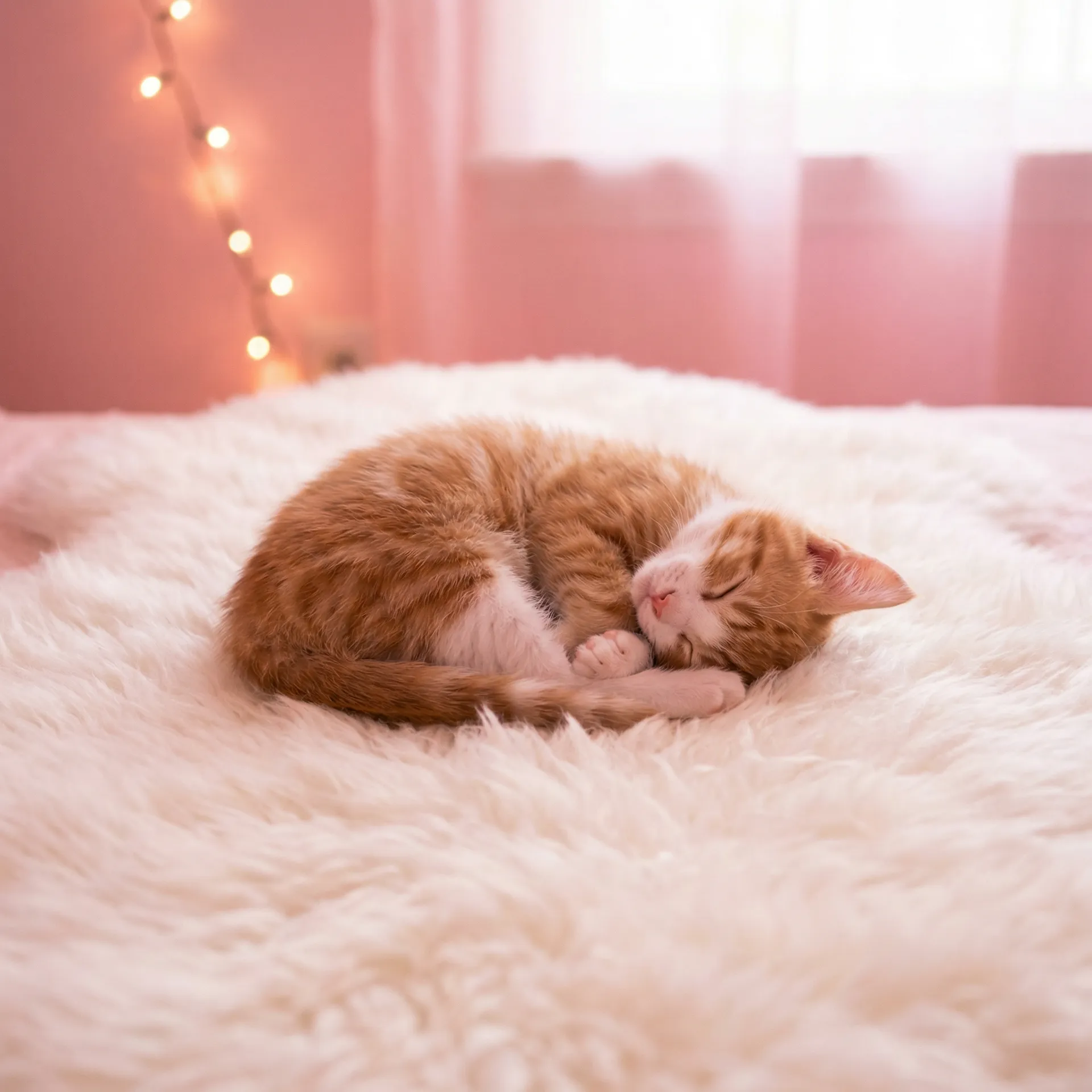 小猫蜷成一团入睡 - 三义影视